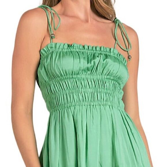 ELAN Women’s Smocked Tiered Midi Dress in the Size Large in Mint Green Color - Picture 8 of 10
